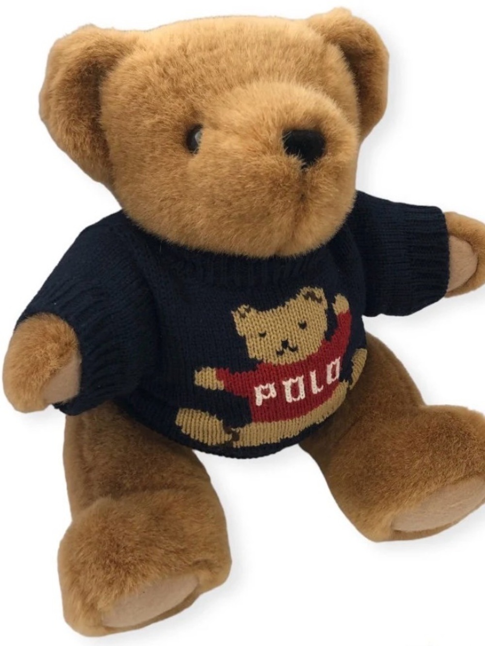 Vintage 1997 POLO Ralph Lauren 14" Plush Tedy Bear Jointed Legs & Knit Sweater